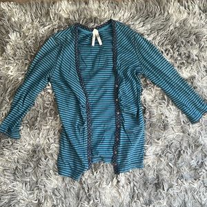 Fossil Stripe Crop Buttoned Blouse